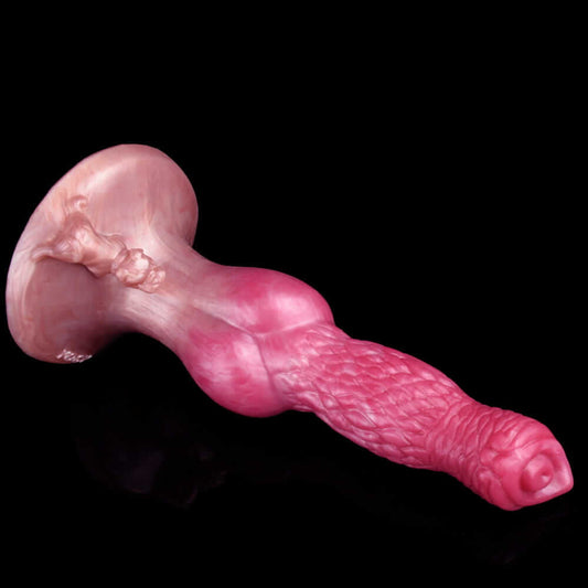 'Good Boy' Knotted Dog Dildo - Rose Gold Veined Silicone w/Suction Cup & C-Spot Teaser