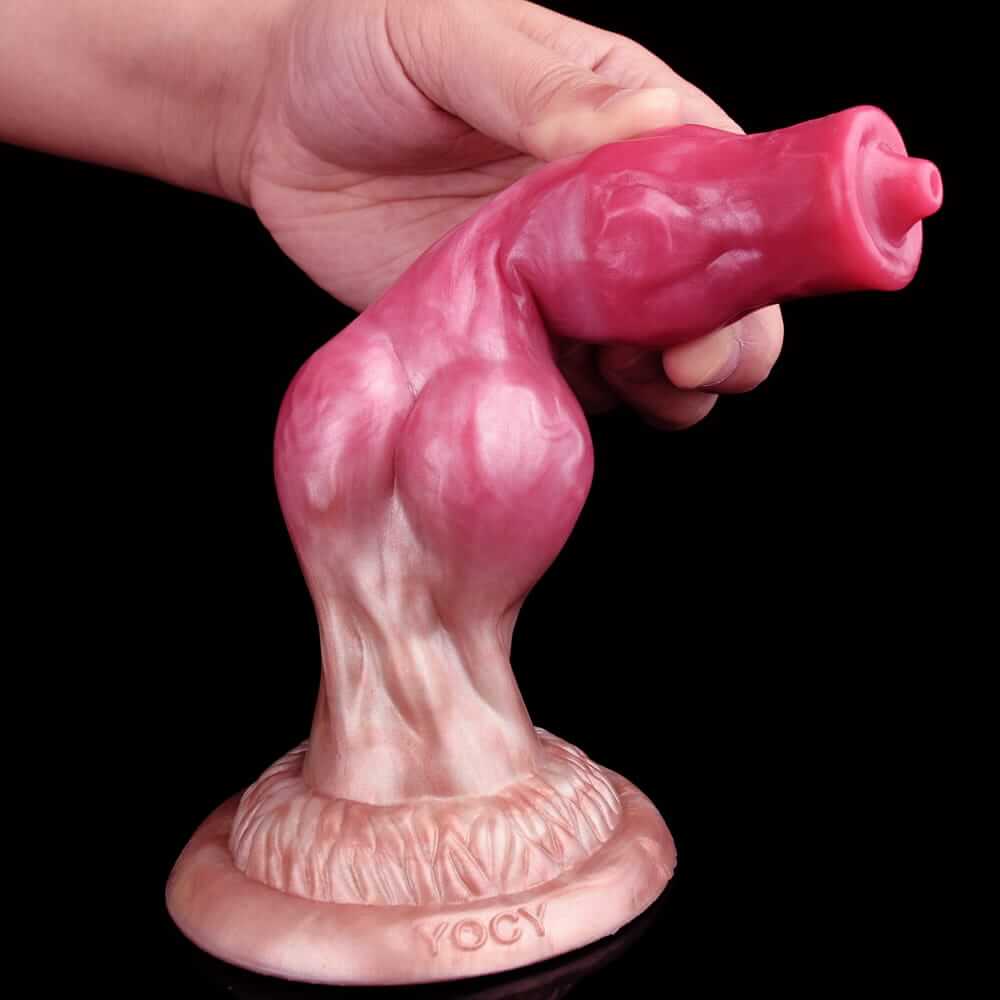 Realistischer geknoteter Hundedildo mit Saugnapf