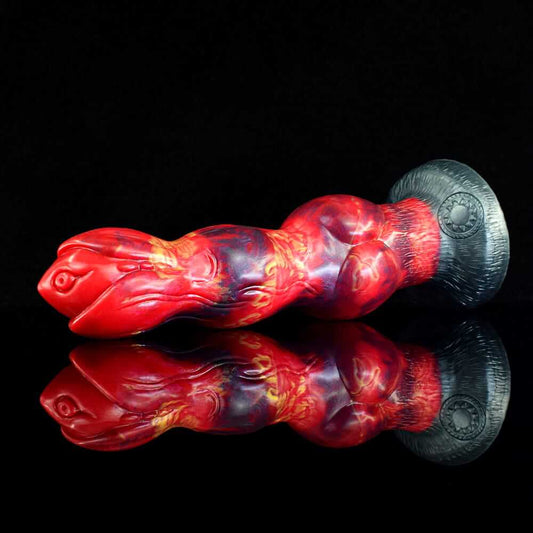 Inferno Hound Dildo - 10.4" Fiery Red Knotted Dog Dildo with Suction Cup