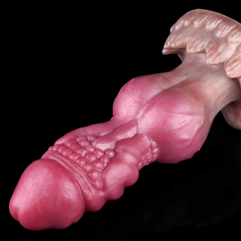 Premium Rose-Gold Knotted Dog Dildo with Suction Cup