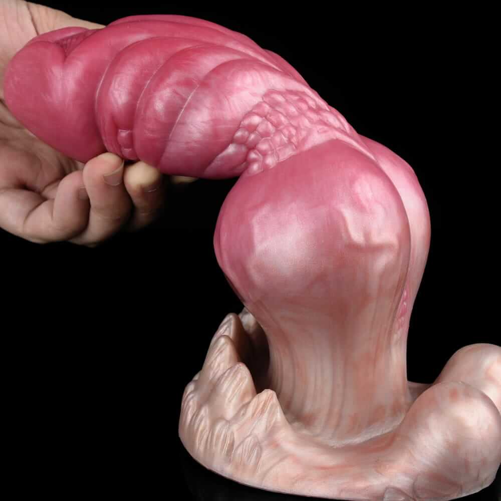 Premium Rose-Gold Knotted Dog Dildo with Suction Cup