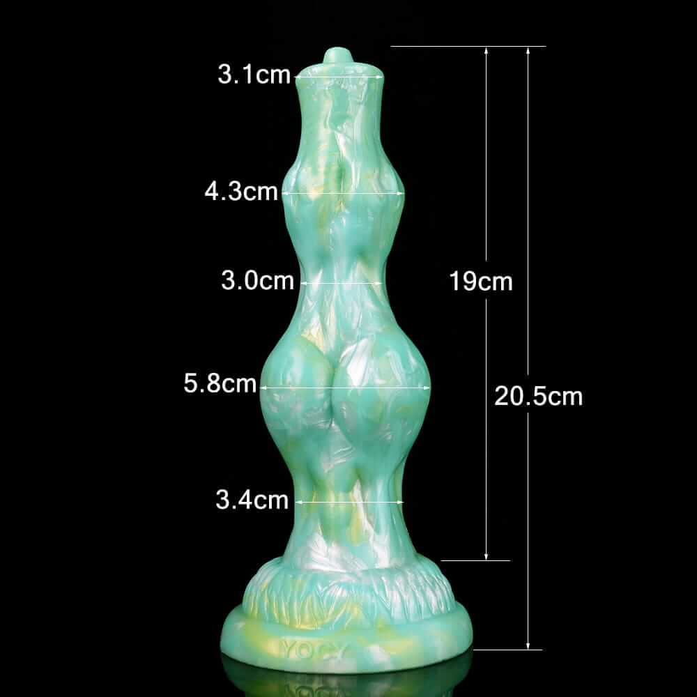 Feral Dog - Türkis-Mint-Dildo mit Knoten und Saugnapf