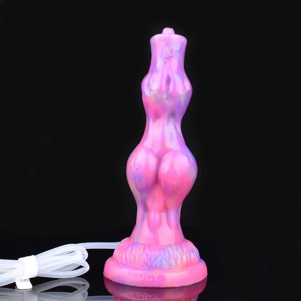 Ejaculating Dog Dildo - Realistic Silicone Knot Toy with Nightlight Effect