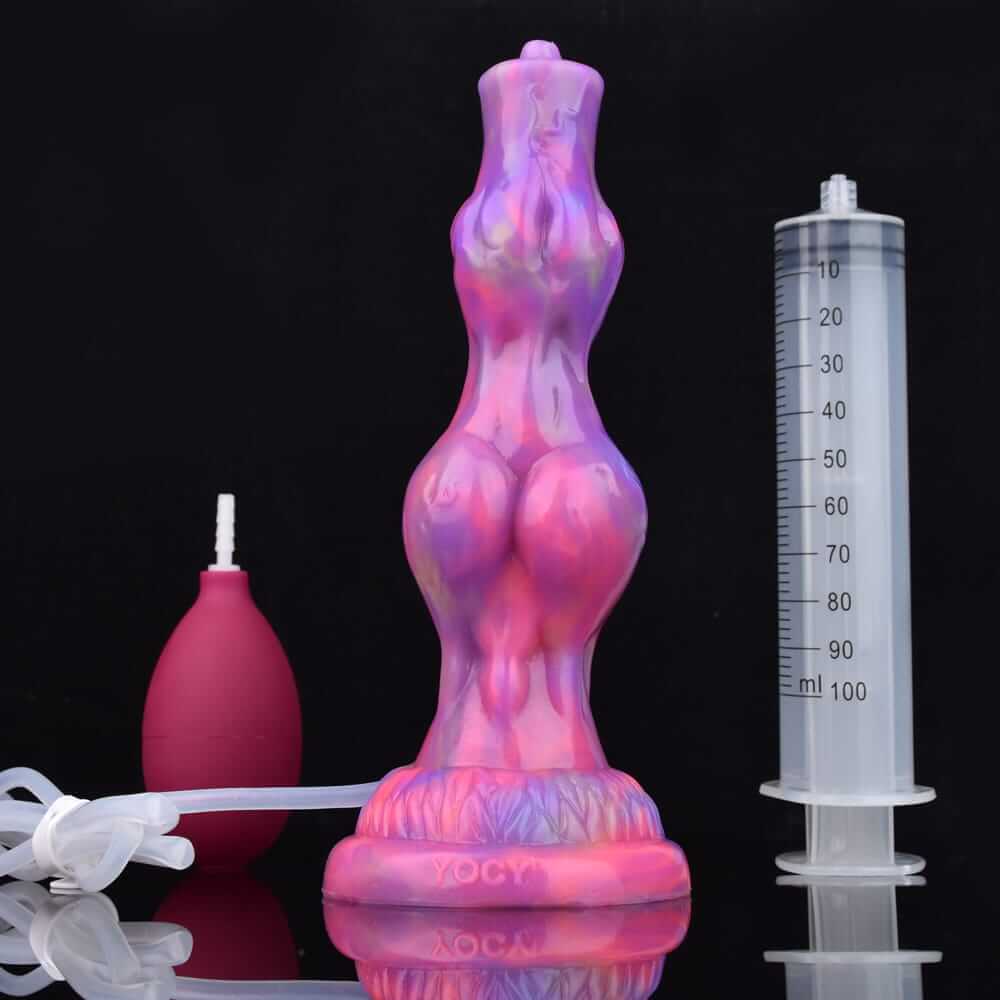 Ejaculating Dog Dildo - Realistic Silicone Knot Toy with Nightlight Effect
