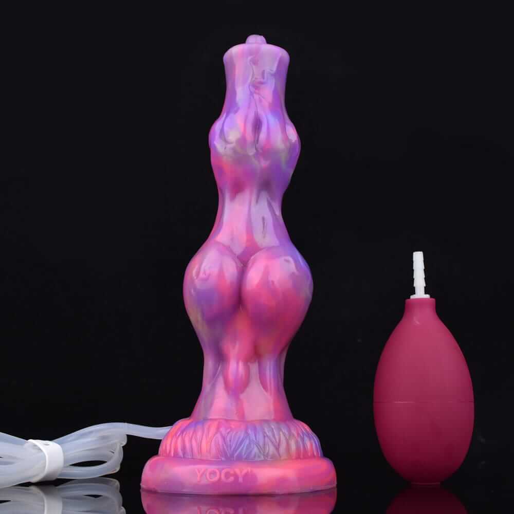 Ejaculating Dog Dildo - Realistic Silicone Knot Toy with Nightlight Effect