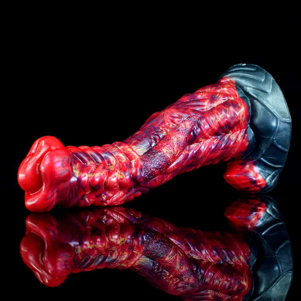 Inferno Horse Dildo - 9.3" Fiery Red & Black Fantasy Stallion with Suction Cup Base