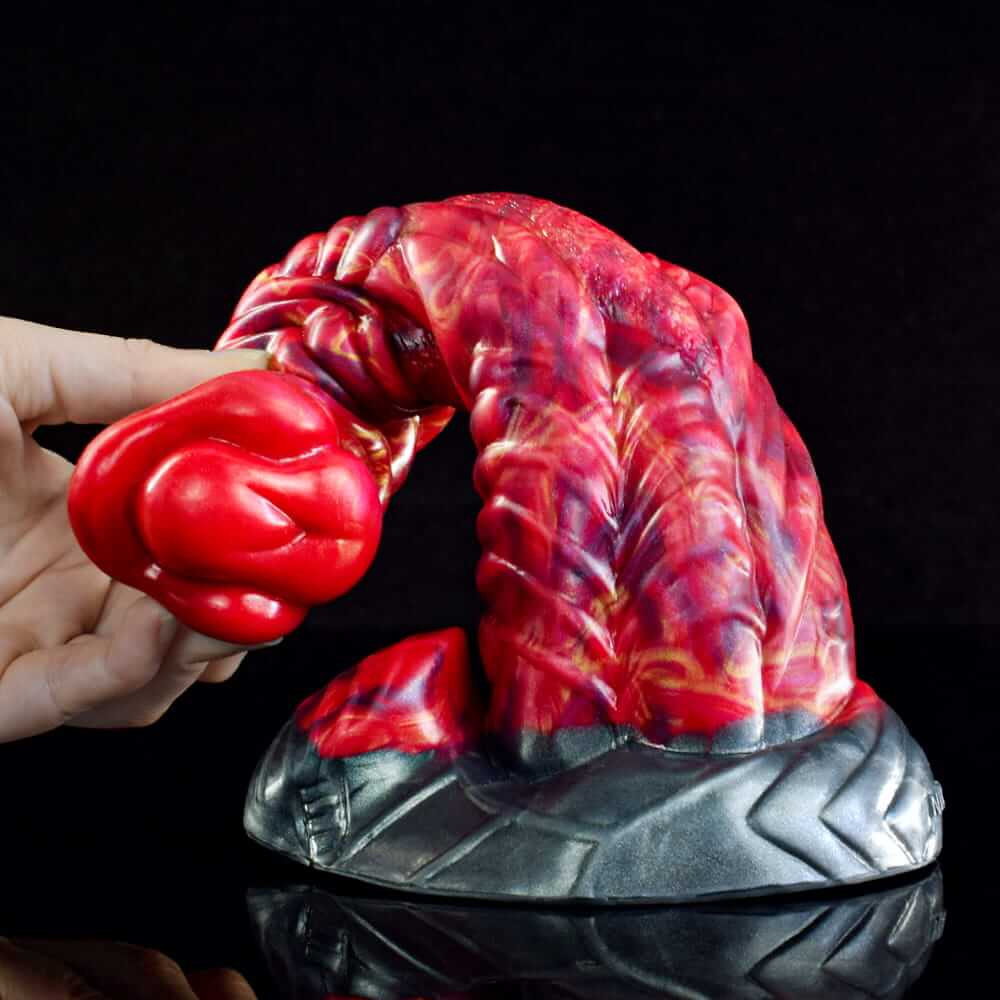 Inferno Horse Dildo - 9.3" Fiery Red & Black Fantasy Stallion with Suction Cup Base