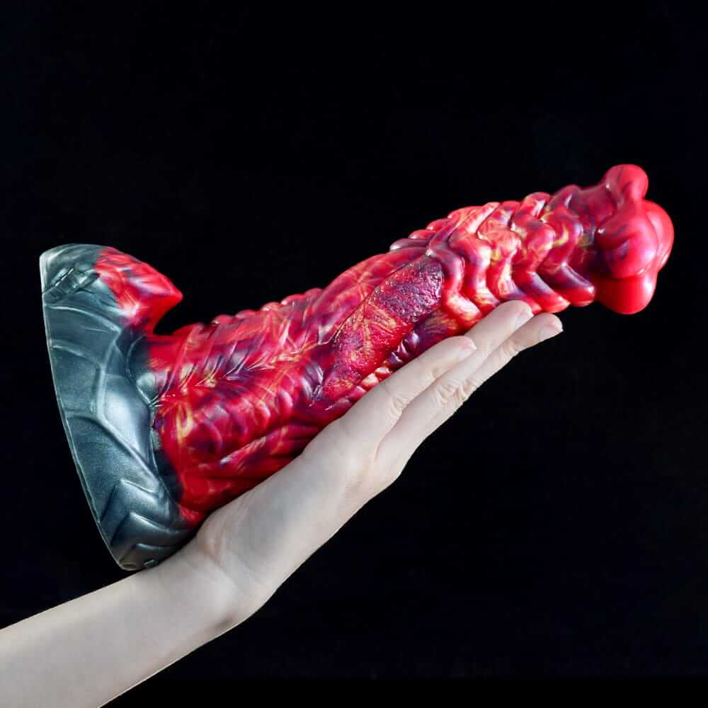 Inferno Horse Dildo - 9.3" Fiery Red & Black Fantasy Stallion with Suction Cup Base
