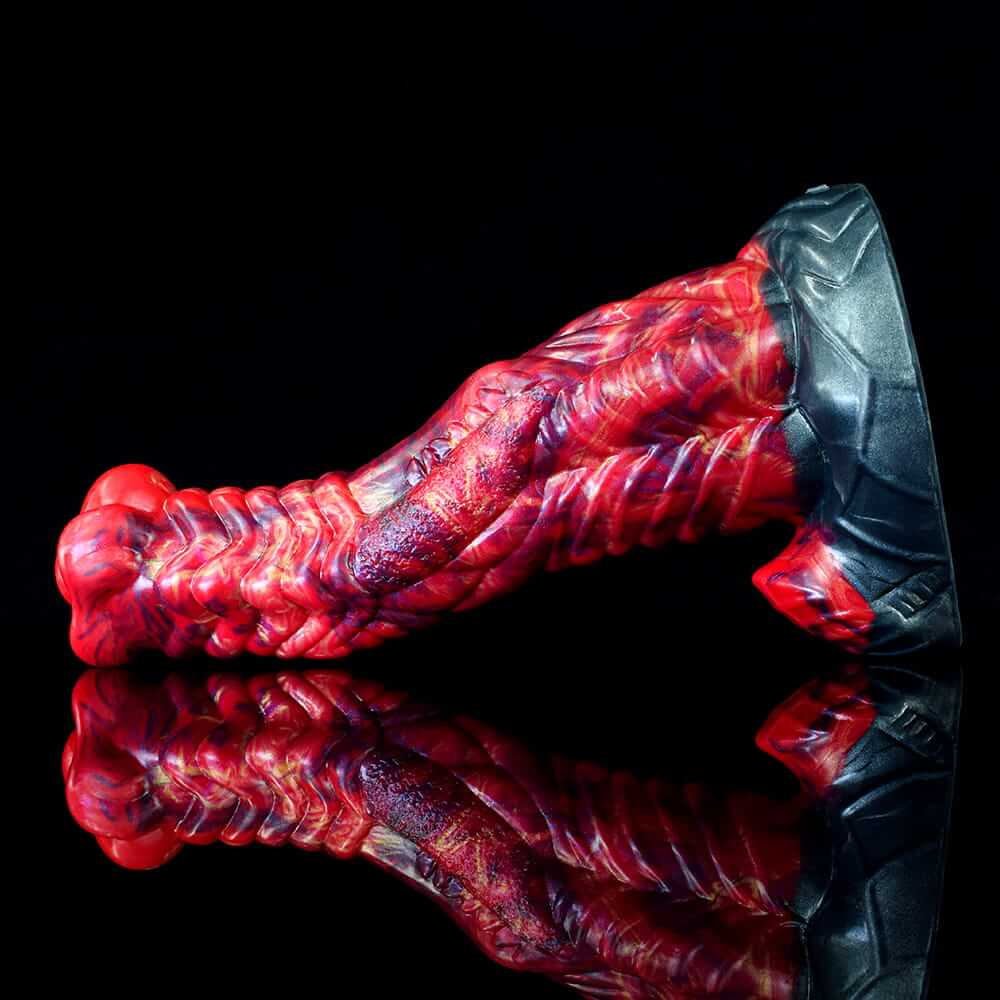 Inferno Horse Dildo - 9.3" Fiery Red & Black Fantasy Stallion with Suction Cup Base