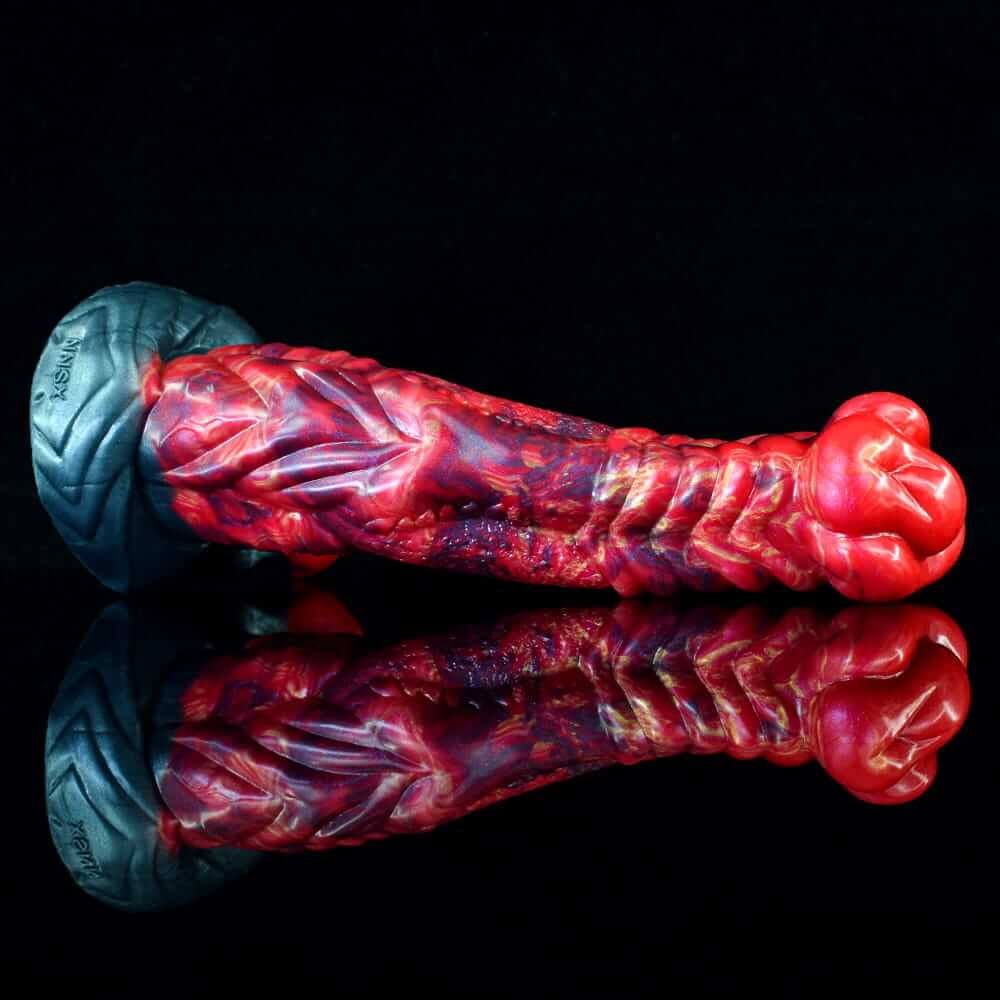 Inferno Horse Dildo - 9.3" Fiery Red & Black Fantasy Stallion with Suction Cup Base