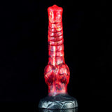 Inferno Curvy Dog Dildo - 9.3" Fiery Red Knotted Design with Suction Cup Base