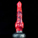 Inferno Curvy Dog Dildo - 9.3" Fiery Red Knotted Design with Suction Cup Base