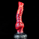 Inferno Curvy Dog Dildo - 9.3" Fiery Red Knotted Design with Suction Cup Base