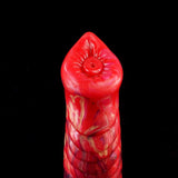 Inferno Curvy Dog Dildo - 9.3" Fiery Red Knotted Design with Suction Cup Base