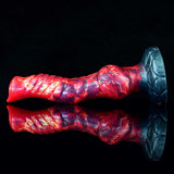 Inferno Curvy Dog Dildo - 9.3" Fiery Red Knotted Design with Suction Cup Base