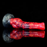 Inferno Curvy Dog Dildo - 9.3" Fiery Red Knotted Design with Suction Cup Base