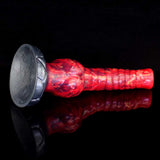 Inferno Curvy Dog Dildo - 9.3" Fiery Red Knotted Design with Suction Cup Base