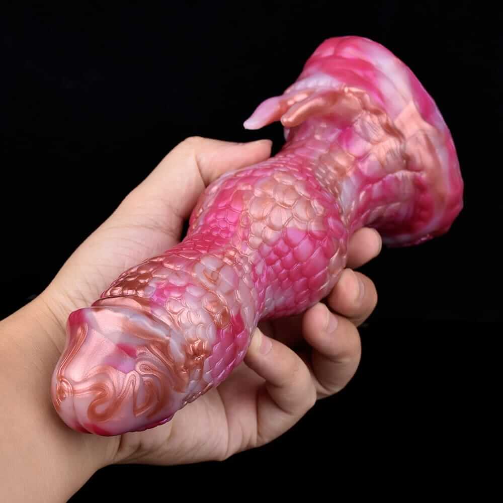 Vibrierender Drachenknoten-Dildo – Roségoldenes Biest mit Fernbedienung
