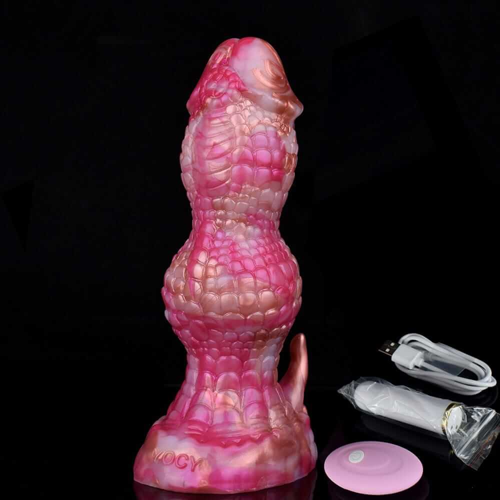 Vibrierender Drachenknoten-Dildo – Roségoldenes Biest mit Fernbedienung