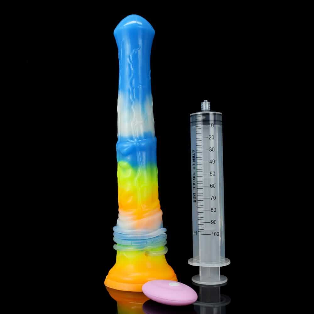 Rainbow Stallion Dildo - Vibrating & Ejaculating Horse Cock with Glow-in-the-Dark Feature