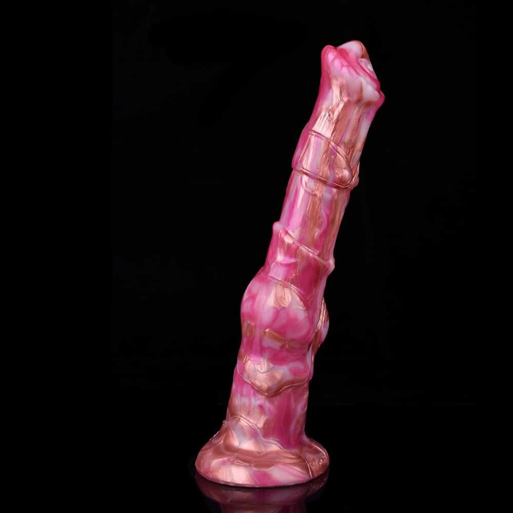Thundering Equine Dildo – Rose Gold Beast Edition-Wearable and Vibrable Horse Dildo