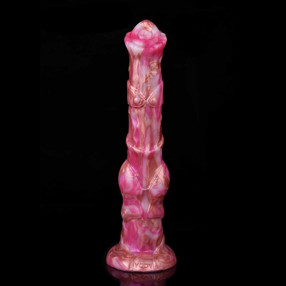 Thundering Equine Dildo – Rose Gold Beast Edition-Wearable and Vibrable Horse Dildo