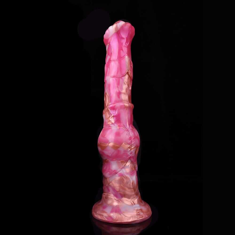 Thundering Equine Dildo – Rose Gold Beast Edition-Wearable and Vibrable Horse Dildo