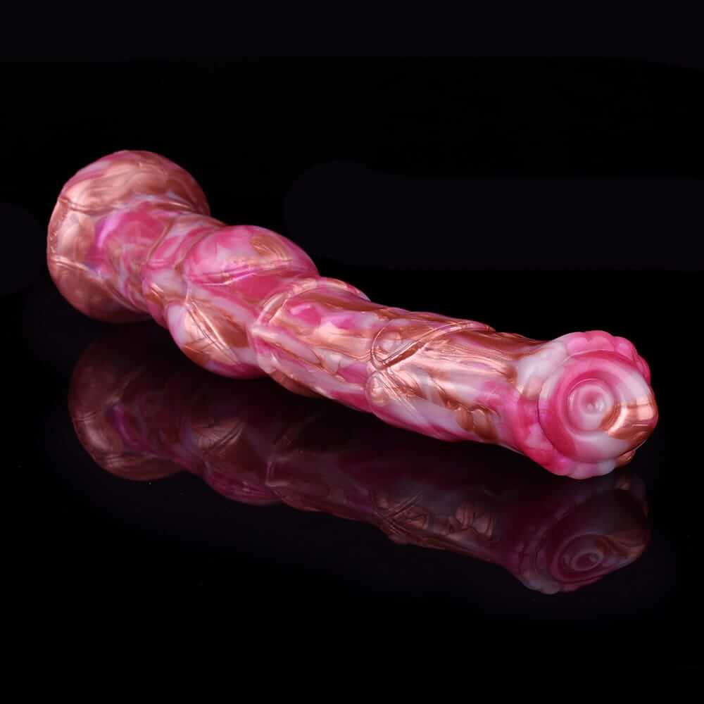 Thundering Equine Dildo – Rose Gold Beast Edition-Wearable and Vibrable Horse Dildo