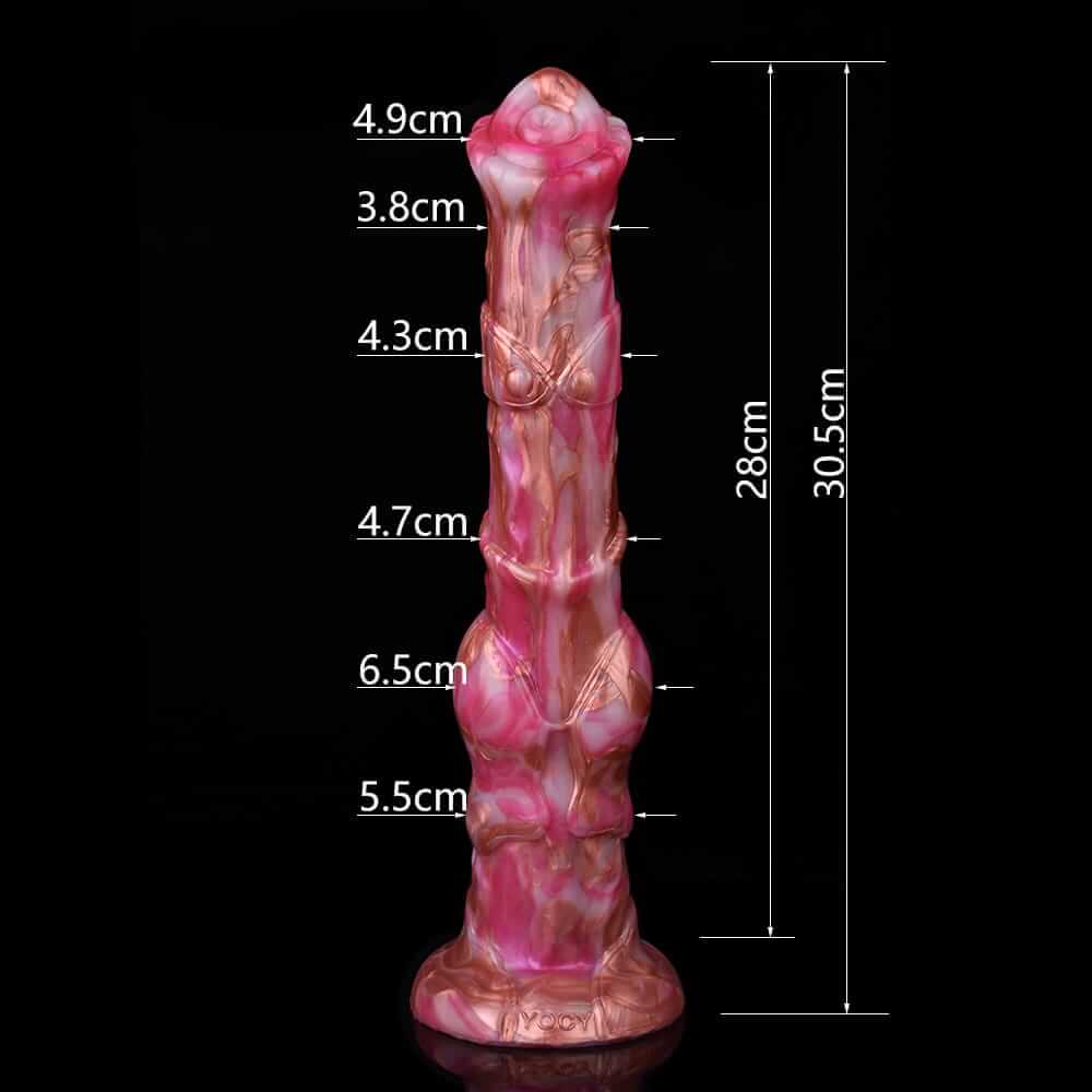 Thundering Equine Dildo – Rose Gold Beast Edition-Wearable and Vibrable Horse Dildo